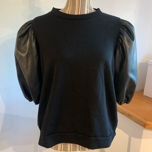 Eloquii size 14 black leathered puffy sleeve top
